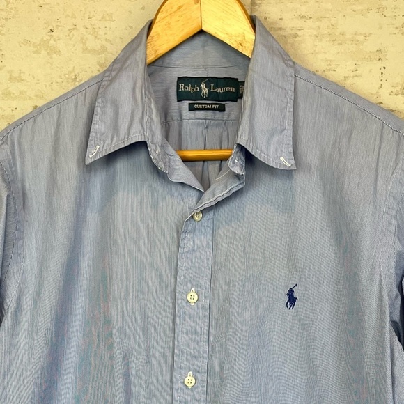 RALPH LAUREN Blue Custom Fit Button Down Shirt Size 16.5 34/35 - Picture 2 of 13